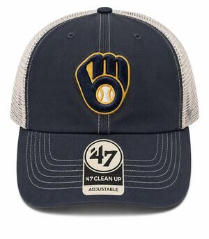 ’47 Brand Milwaukee Brewers Clean Up Trucker Hat Adjustable Navy Gray